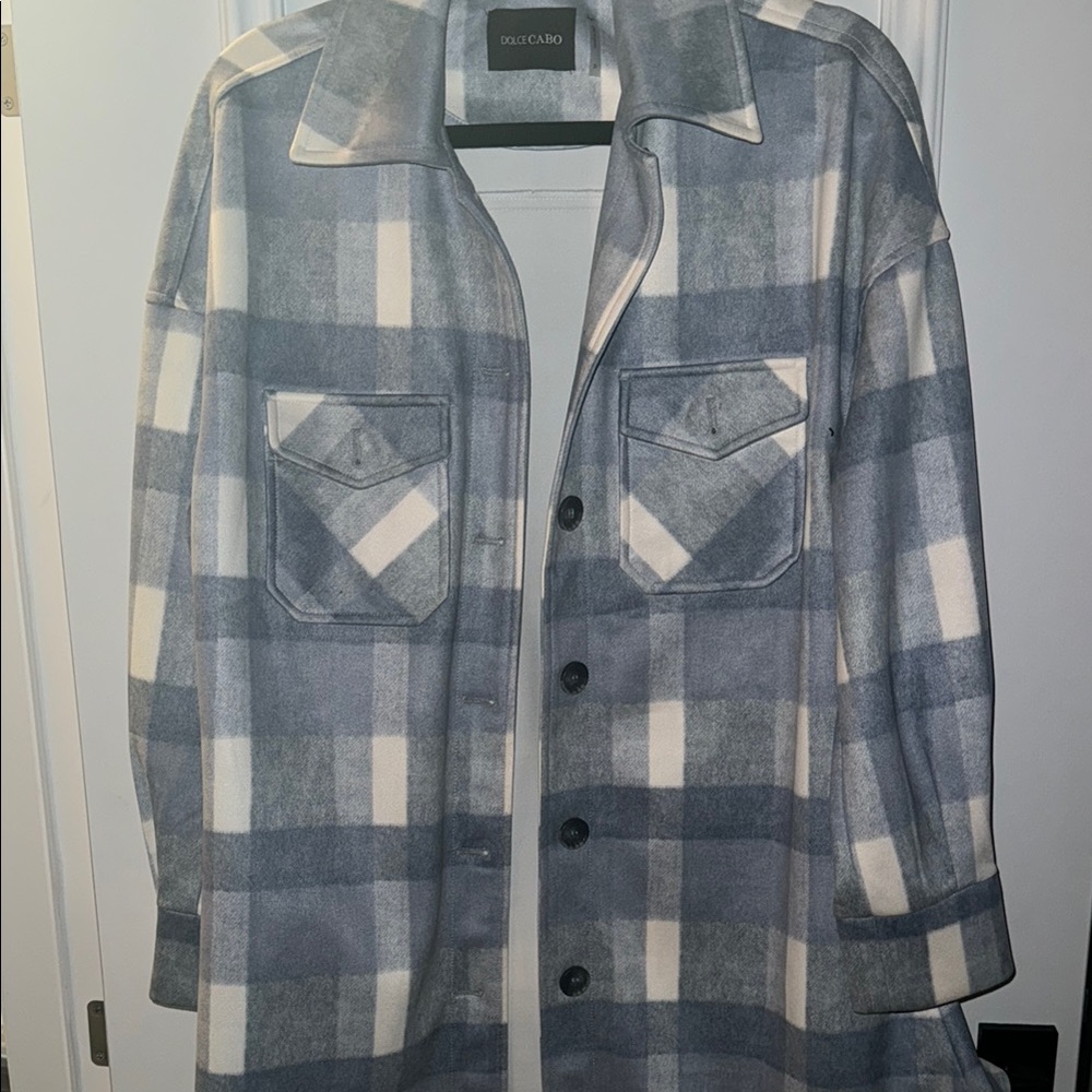 Blue and White Lightweight Shirt Jacket